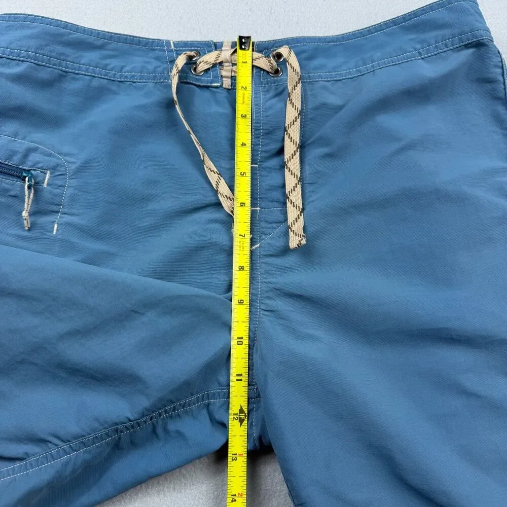 Patagonia Mens 33 Wavefarer Board Shorts Blue Tan Swim Trunks Style 86625